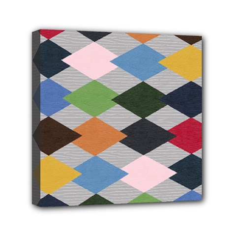 Leather Colorful Diamond Design Mini Canvas 6  X 6  by Nexatart