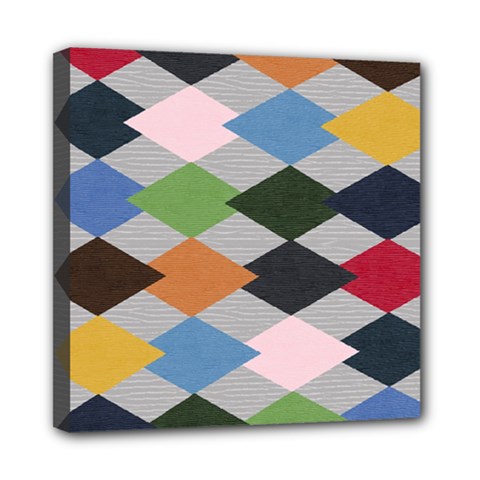 Leather Colorful Diamond Design Mini Canvas 8  X 8  by Nexatart