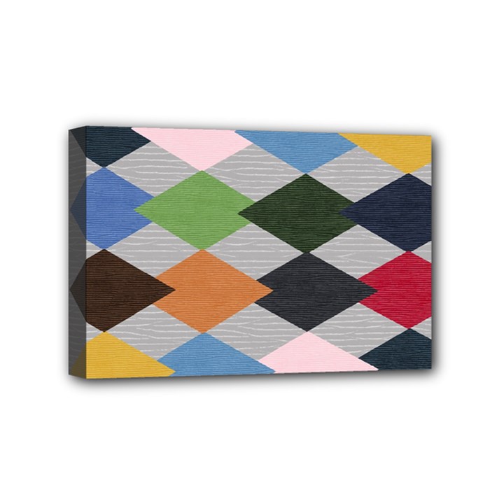 Leather Colorful Diamond Design Mini Canvas 6  x 4 