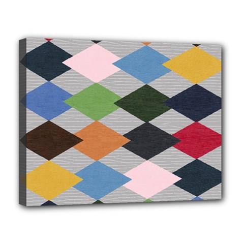 Leather Colorful Diamond Design Canvas 14  X 11  by Nexatart