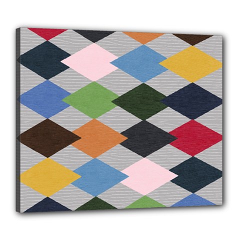 Leather Colorful Diamond Design Canvas 24  X 20  by Nexatart