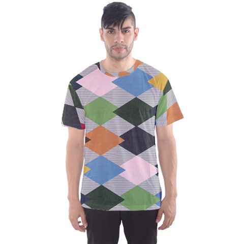 Leather Colorful Diamond Design Men s Sport Mesh Tee by Nexatart