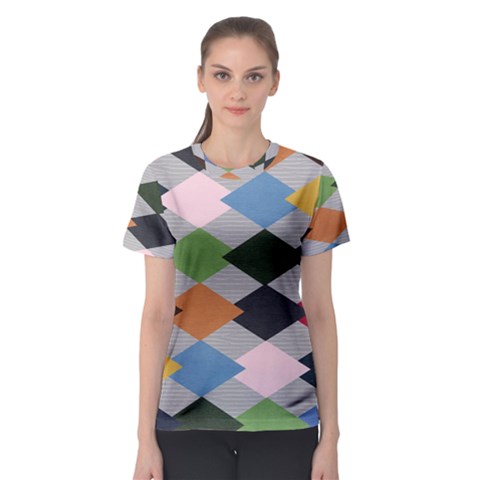 Leather Colorful Diamond Design Women s Sport Mesh Tee by Nexatart