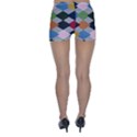 Leather Colorful Diamond Design Skinny Shorts View2