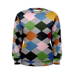 Leather Colorful Diamond Design Women s Sweatshirt