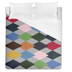 Leather Colorful Diamond Design Duvet Cover (queen Size) by Nexatart