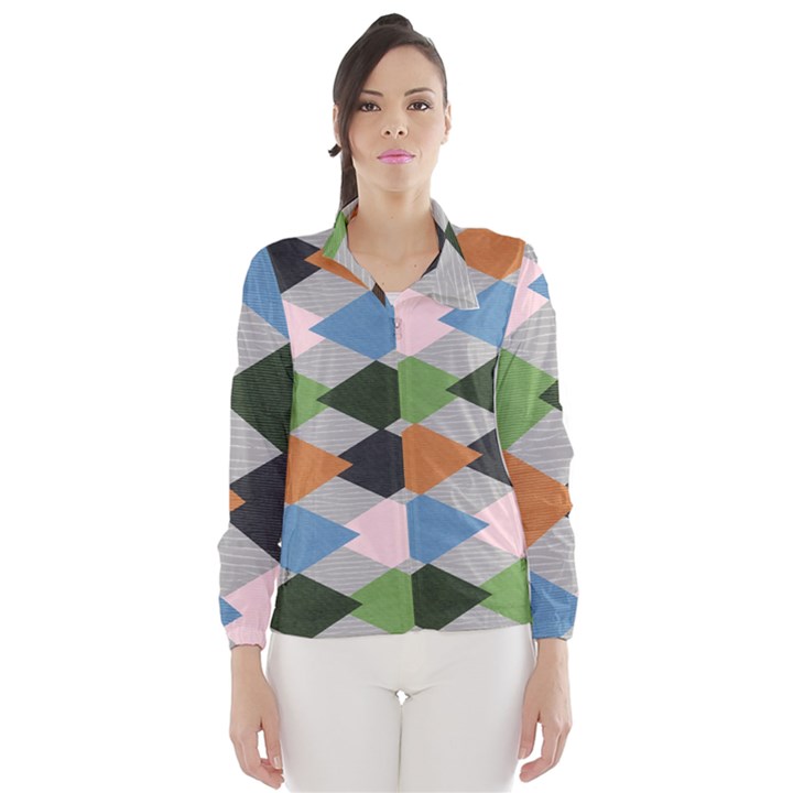 Leather Colorful Diamond Design Wind Breaker (Women)