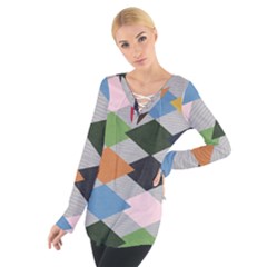 Leather Colorful Diamond Design Women s Tie Up Tee by Nexatart