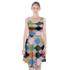 Leather Colorful Diamond Design Racerback Midi Dress by Nexatart