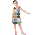 Leather Colorful Diamond Design Kids  Sleeveless Dress View1