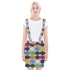 Leather Colorful Diamond Design Suspender Skirt by Nexatart