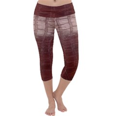 Leather Snake Skin Texture Capri Yoga Leggings by Nexatart