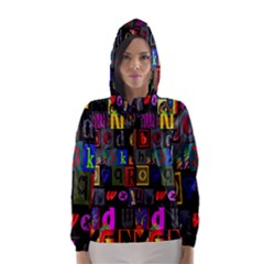 Letters A Abc Alphabet Literacy Hooded Wind Breaker (women) by Nexatart