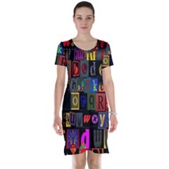 Letters A Abc Alphabet Literacy Short Sleeve Nightdress by Nexatart