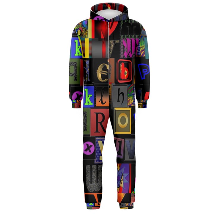 Letters A Abc Alphabet Literacy Hooded Jumpsuit (Men) 