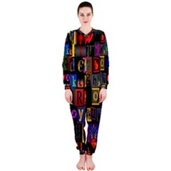 Letters A Abc Alphabet Literacy Onepiece Jumpsuit (ladies)  by Nexatart