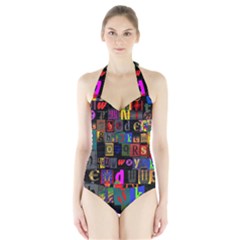 Letters A Abc Alphabet Literacy Halter Swimsuit by Nexatart