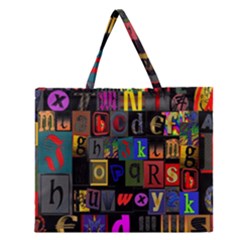 Letters A Abc Alphabet Literacy Zipper Large Tote Bag by Nexatart