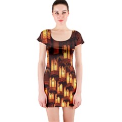 Light Art Pattern Lamp Short Sleeve Bodycon Dress by Nexatart