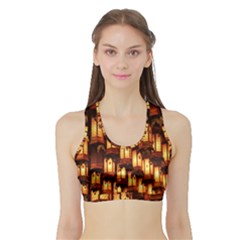 Light Art Pattern Lamp Sports Bra With Border