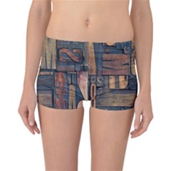 Letters Wooden Old Artwork Vintage Reversible Bikini Bottoms by Nexatart