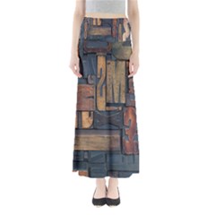 Letters Wooden Old Artwork Vintage Maxi Skirts by Nexatart