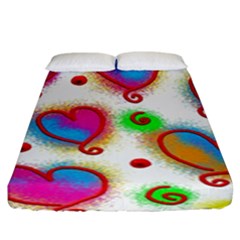 Love Hearts Shapes Doodle Art Fitted Sheet (king Size)