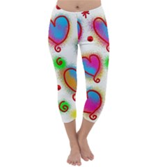 Love Hearts Shapes Doodle Art Capri Winter Leggings 