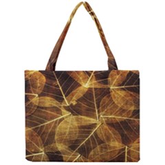 Leaves Autumn Texture Brown Mini Tote Bag by Nexatart