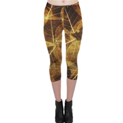 Leaves Autumn Texture Brown Capri Leggings  by Nexatart