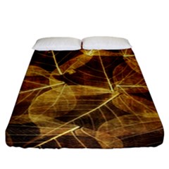 Leaves Autumn Texture Brown Fitted Sheet (california King Size) by Nexatart