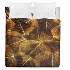 Leaves Autumn Texture Brown Duvet Cover Double Side (queen Size) by Nexatart