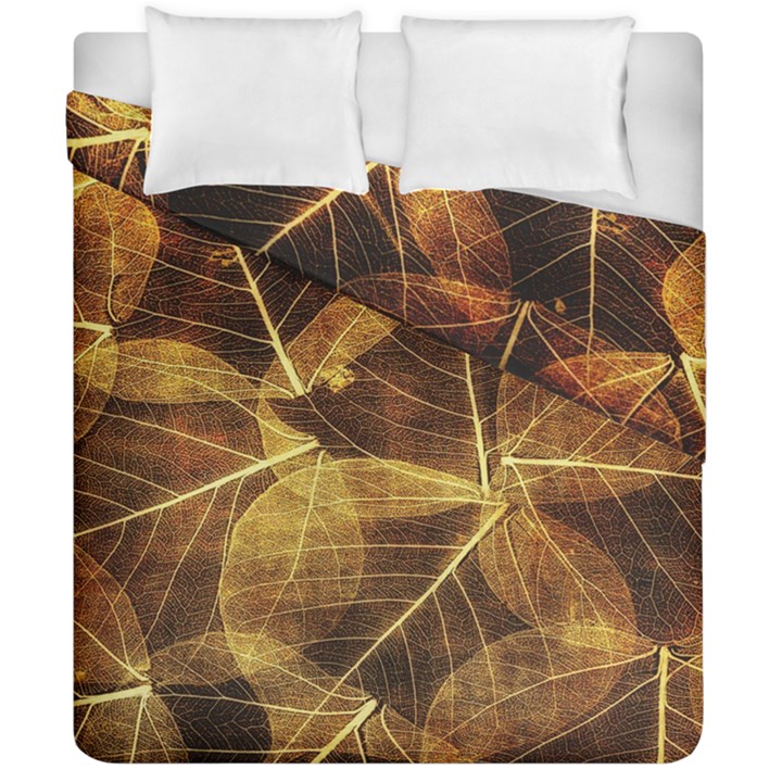 Leaves Autumn Texture Brown Duvet Cover Double Side (California King Size)