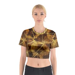 Leaves Autumn Texture Brown Cotton Crop Top by Nexatart