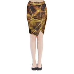 Leaves Autumn Texture Brown Midi Wrap Pencil Skirt