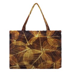 Leaves Autumn Texture Brown Medium Tote Bag by Nexatart