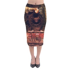 Locomotive Velvet Midi Pencil Skirt by Nexatart