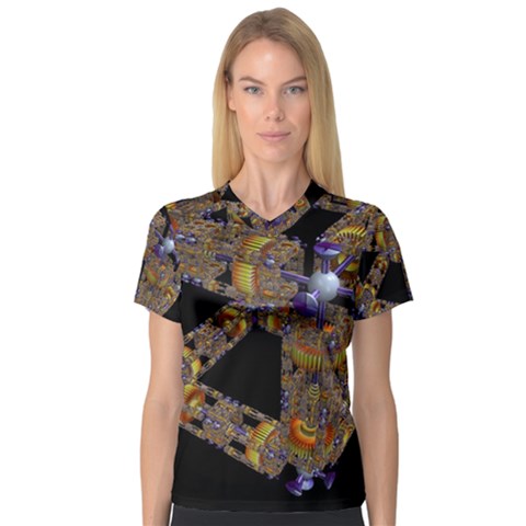 Machine Gear Mechanical Technology Women s V-neck Sport Mesh Tee by Nexatart