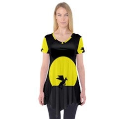 Moon And Dragon Dragon Sky Dragon Short Sleeve Tunic  by Nexatart