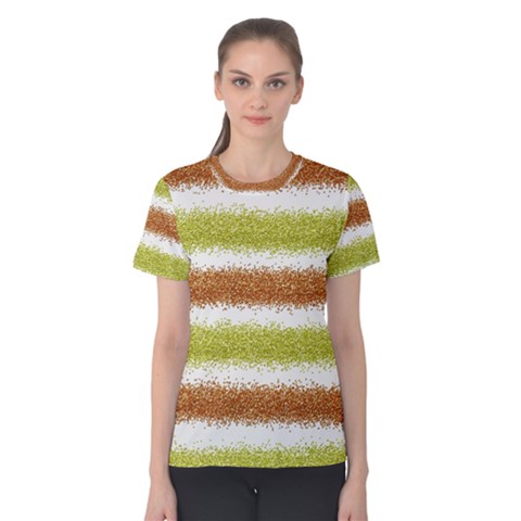 Metallic Gold Glitter Stripes Women s Cotton Tee by Nexatart