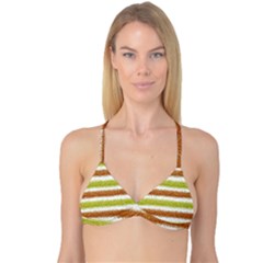 Metallic Gold Glitter Stripes Reversible Tri Bikini Top by Nexatart