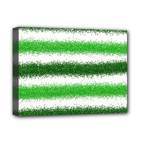 Metallic Green Glitter Stripes Deluxe Canvas 16  X 12   by Nexatart