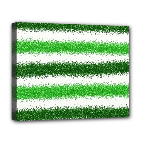 Metallic Green Glitter Stripes Deluxe Canvas 20  X 16   by Nexatart