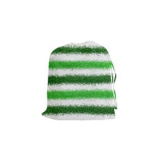 Metallic Green Glitter Stripes Drawstring Pouches (small) 