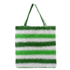 Metallic Green Glitter Stripes Grocery Tote Bag by Nexatart