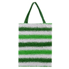 Metallic Green Glitter Stripes Classic Tote Bag by Nexatart