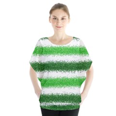 Metallic Green Glitter Stripes Blouse