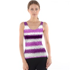 Metallic Pink Glitter Stripes Tank Top by Nexatart