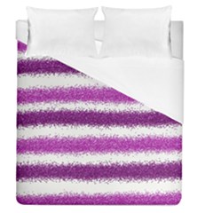 Metallic Pink Glitter Stripes Duvet Cover (queen Size) by Nexatart