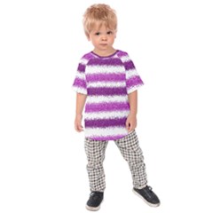 Metallic Pink Glitter Stripes Kids  Raglan Tee